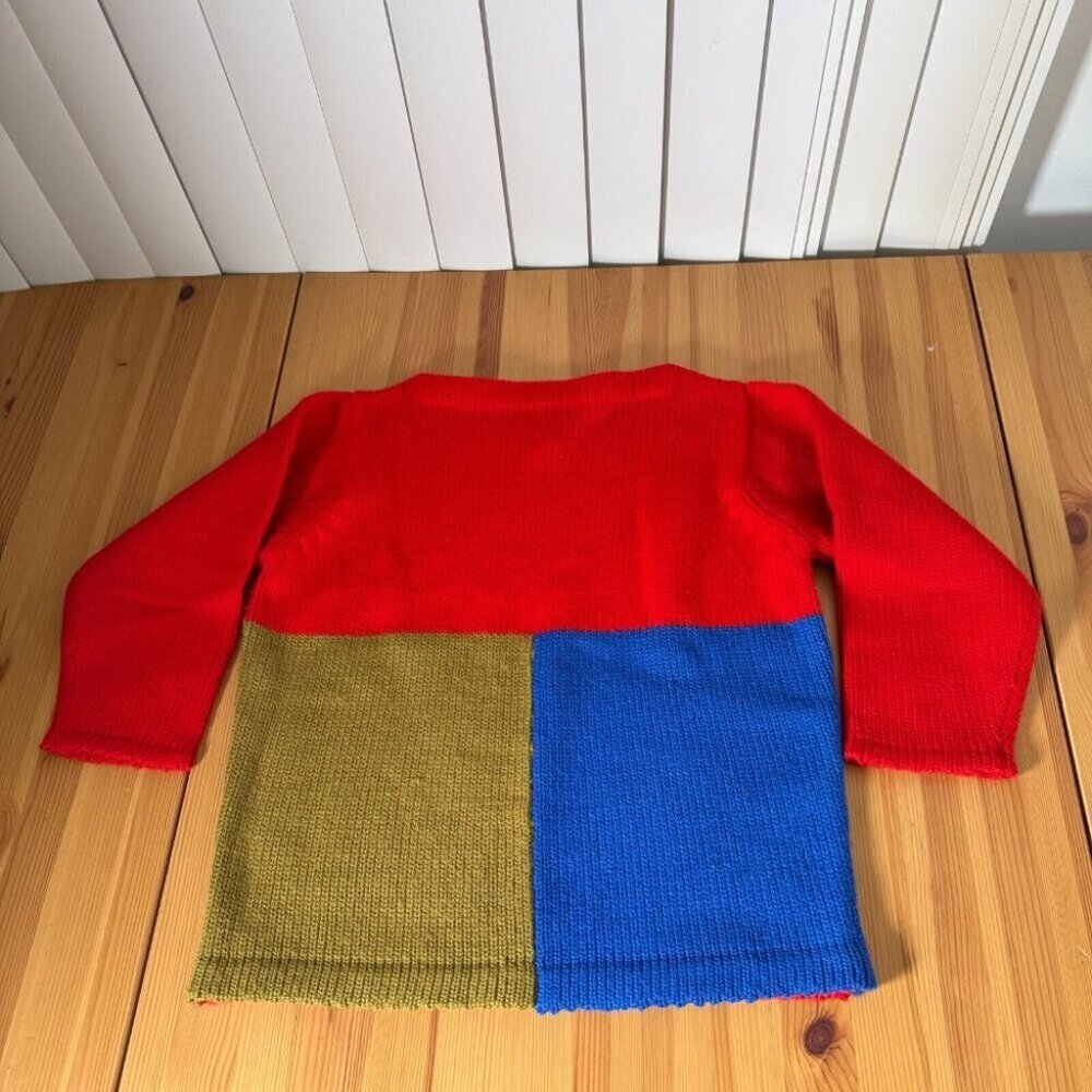 White Stag Jrs Women's Wool Sweater Vintage Colorblock Red Funky Half Sleeve S - Picture 3 of 9